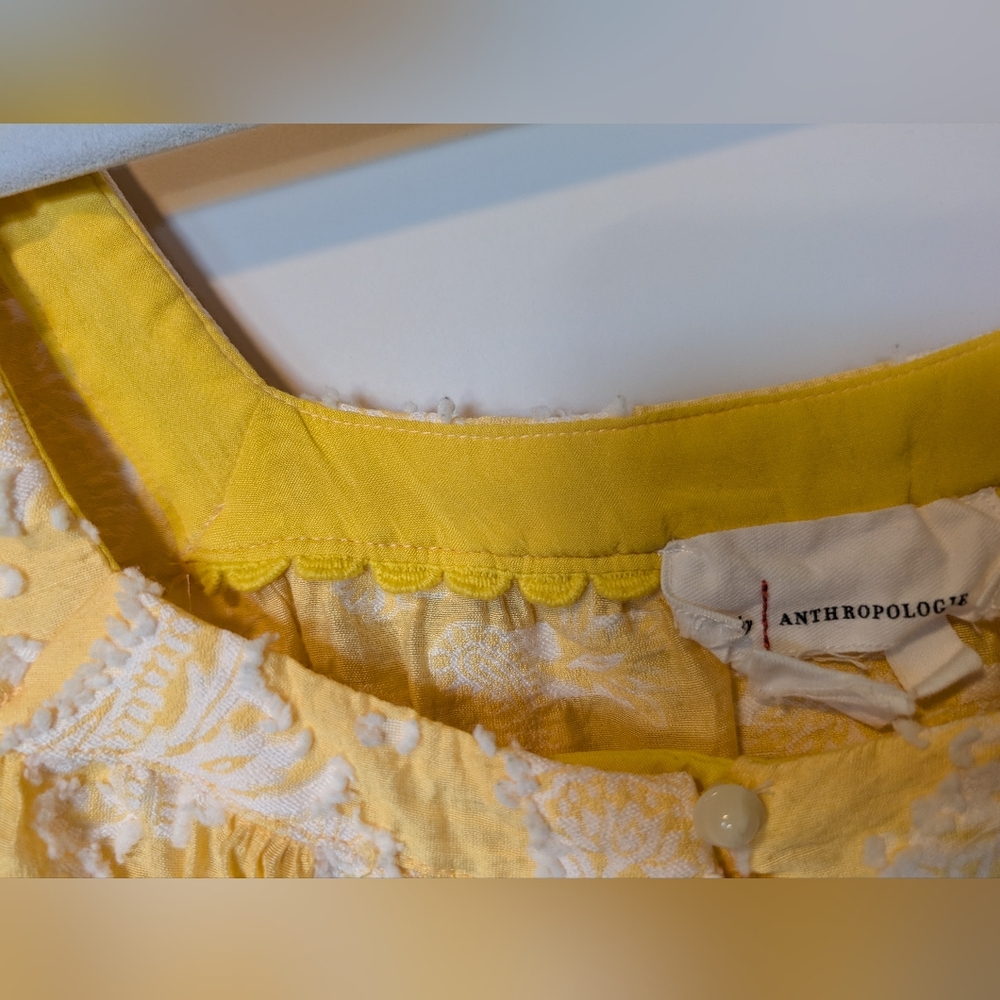 Anthropologie Yellow "Yvonne" Top Size S - Picture 9 of 15